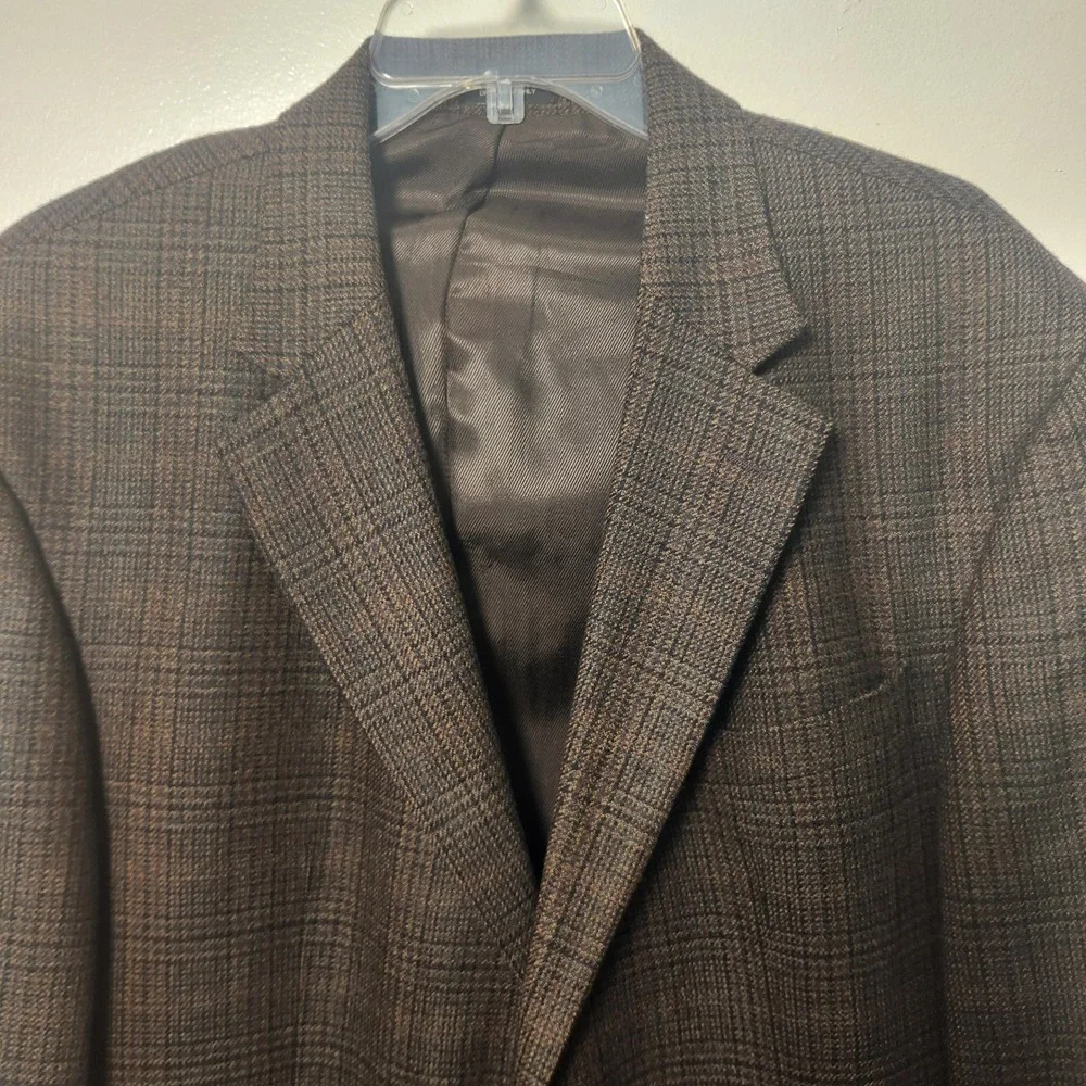 Oscar de la Renta Men's Brown Sportscoat Blazer Lambswool‎ Cashmere Blend 46L
